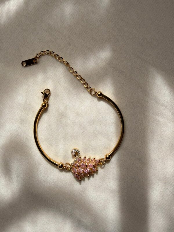 Bracelet Jonc Cygne Rose (Style Romantique)