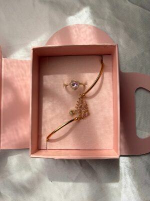 Coffret Cadeau "Amour Éclatant" – Bague Cœur & Bracelet Cygne