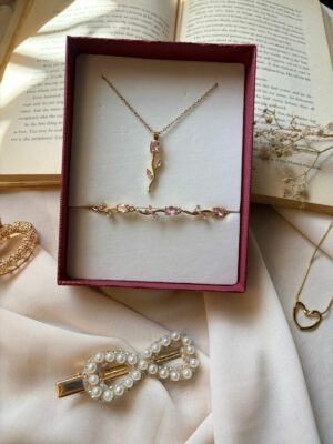 Parure Tulipe doré rose