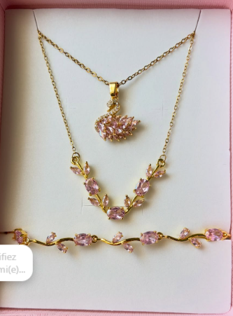 Parure "Majesté Saphir" – Collier & Bracelet Jonc Dorés