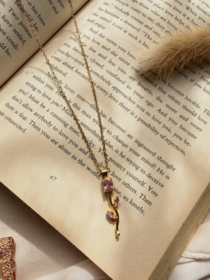 Collier "Cygne Fleur d'Or" – Doré & Cristaux Diamant