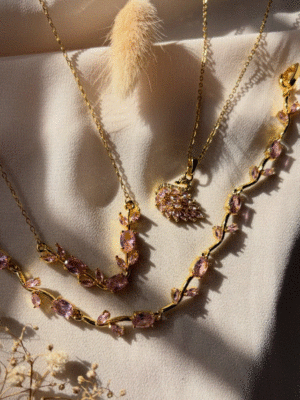 Parure "Majesté Saphir" – Collier & Bracelet Jonc Dorés